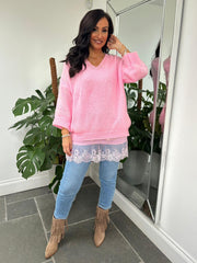 Pink Two Piece V Neck Knit Eileen