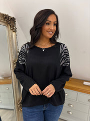 Black Animal Pattern Knit Louisa