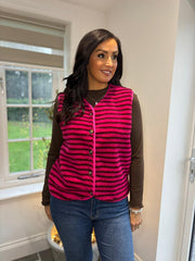 Lipstick & Chocolate Stripe Fleece Gilet
