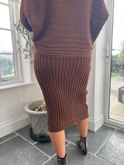 Chocolate Cable Detail Ribbed Two Piece
