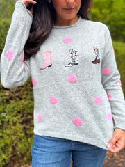 Grey Wild West Polka Dot Knit Andie