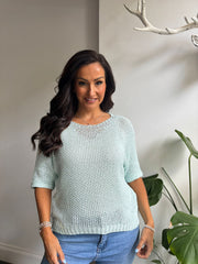 Mint Sequin Sparkle Knit Sabrina