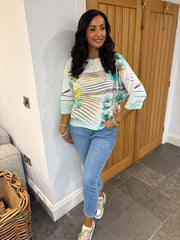 Teal Metallic Floral Wave Soft Knit Dawn