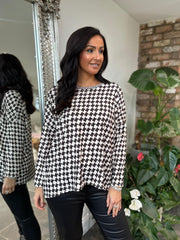 Chocolate Geometric Pattern Top Janet