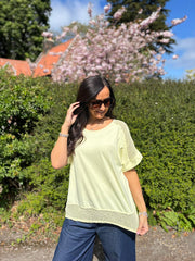 Lemon Mesh Trim Short Sleeve Top Riley