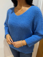 Blue V Neck Knit Hallie