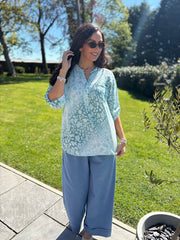 Mint Ombre Leopard Print Blouse Madison