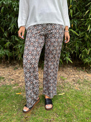 Chocolate Diamond Pattern Wide Leg Trousers