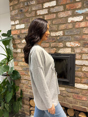 Grey Sequin Star Sweat Top Clarice