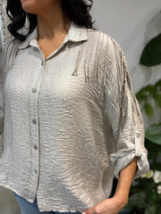Stone Fringed Button Sleeve Shirt Tanya
