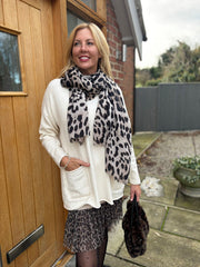 Antique Cream Fringed Pocket Knit Ruth