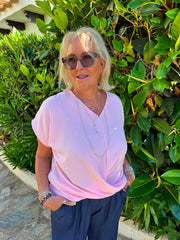 Pink Twist Drape Top Jacqueline