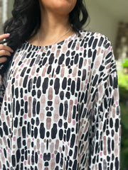 Black Watercolour Asymmetric Top Elsie