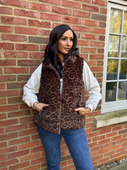 Leopard Premium Faux Fur Hooded Gilet