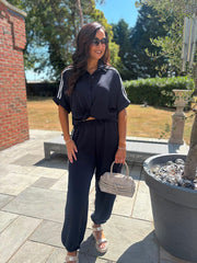 Navy Two Stripe Co-Ord Nikki