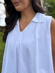 White Bubble Hem Sleeveless Top Scarlett