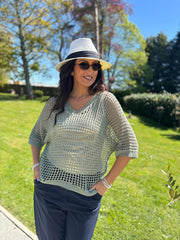 Khaki Open Weave Knit Cassandra