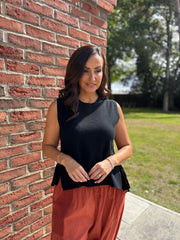 Black Tie Detail Knitted Tank Lola