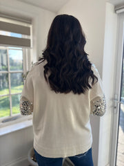 Antique Cream Sequin Sparkle Cardi Gemma