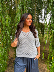 Grey Chevron Knit Anabelle