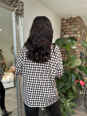 Chocolate Geometric Pattern Top Janet