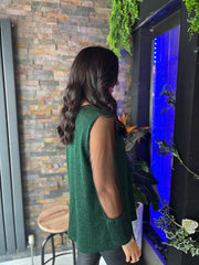 Green Sparkle Mesh Sleeve Top Lucy