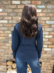 Navy Button Detail Roll Neck Eliza