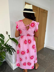 Pink Bubble Cotton Sunburst Dress Florence