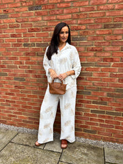 White Leaf Wide Leg Trousers Josephine