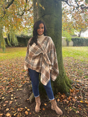 Mocha Check Tie Shawl Roxie