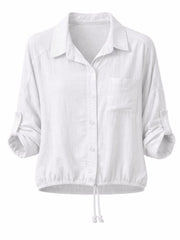 White Textured Drawstring Jacket Kaylee