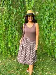 Chocolate Polka Dot Panel Dress Coraline