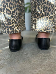 Black Metallic Toe Ballet Pump