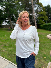 White Stud Pocket Top Serena