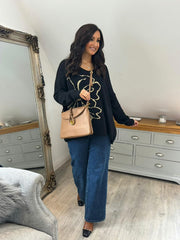 Black Flower Knit Alissa