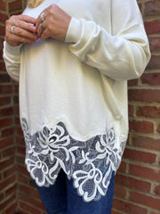 Winter White Lace Detail Knit Rachel