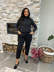 Black Frill Pocket Trousers Sasha