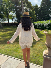 Stone Textured Lace Hem Shirt Dina