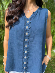 Navy Flower Detail Vest Nina