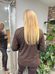 Chocolate Crossover Brooch Top Rebecca