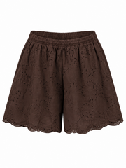 Chocolate Broderie Shorts Amara