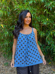 Denim Polka Dot Braid Strap Vest Freya
