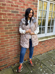 Mocha Premium Quilted High Neck Gilet Teya