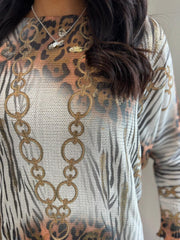 Winter White Animal Chain Knit Top Dawn