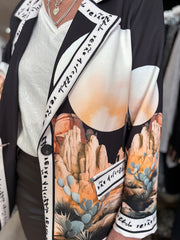 Black Desert Print Blazer Jacket Lexi
