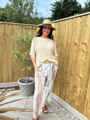 Mocha Brushed Stripe Trousers Sadie