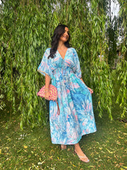 Blue Marble Shimmer Kaftan Dress Eliana