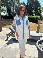 Denim Detail Lace Shirt Dina