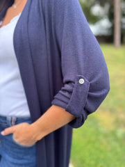 Navy Super Soft Longline Cardi Mary
