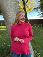 Red Soft Roll Neck Top Kimmy